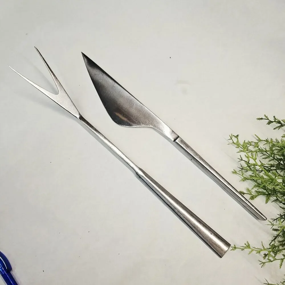 B & B Stainless Steel Carving Set Steak Slicer & Fork Set Italy 14.5